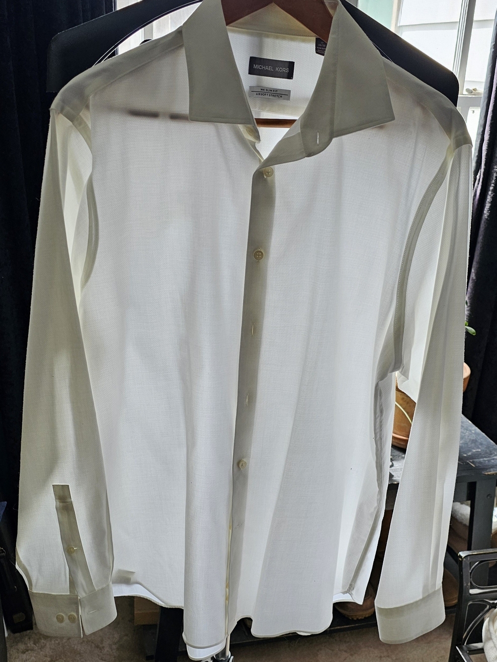 Michael Kors Men’s Off-White Long Sleeve Dress Shirt